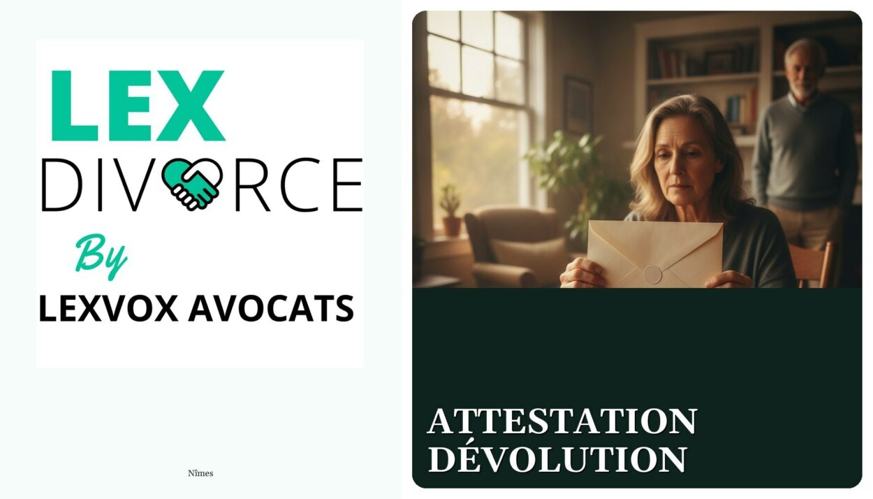 Attestation dévolution — cabinet LEXVOX Avocats, Nîmes